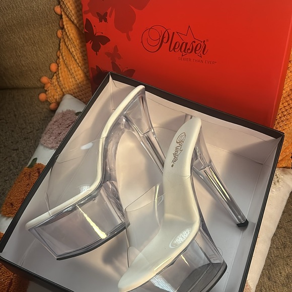 Never worn clear and white pleaser heels - Picture 3 of 5